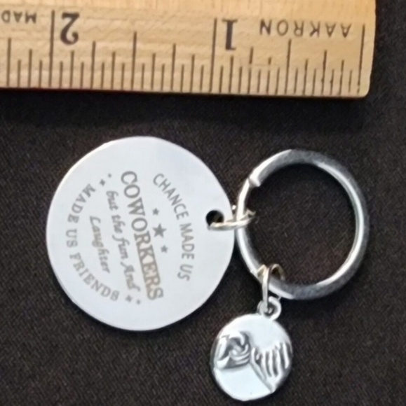 Co-Worker Key Chain or Purse Charm office key silvertone - Picture 3 of 3